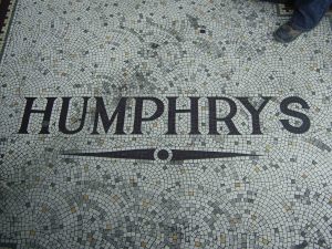 The tiles bearing the Humphrys name at the entrance to the pub